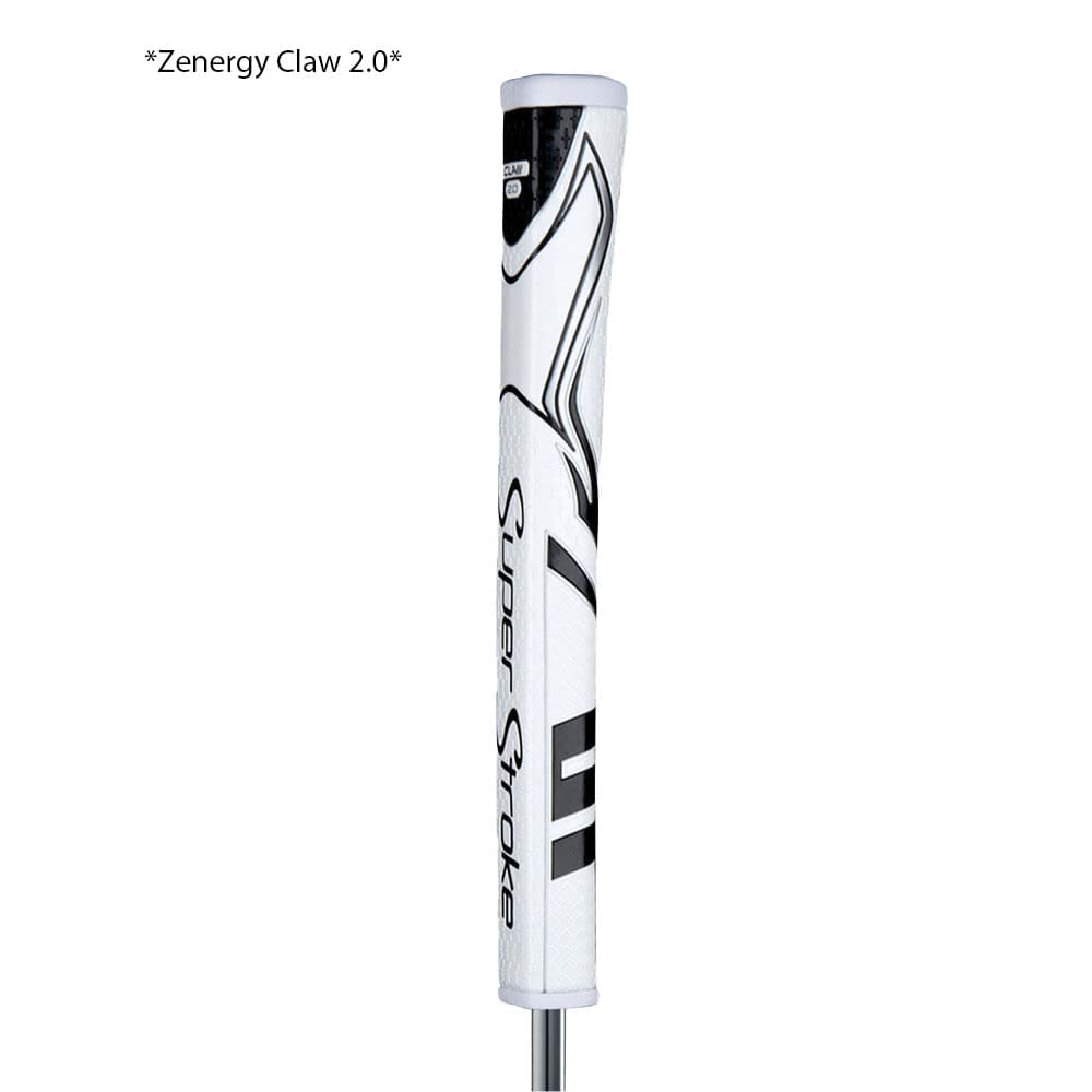 SuperStroke Zenergy Claw 2.0 Golf Putter Grip with No Taper Enhanced SPYNE Technology, New Multi-Zone Texturing and Tech-Port, White/Black