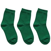 Prupoky Boys Dress Socks 3 Pairs Kids Boys Girls Crew Dress Sock Cotton Uniform Socks for Girls 08 Green Small