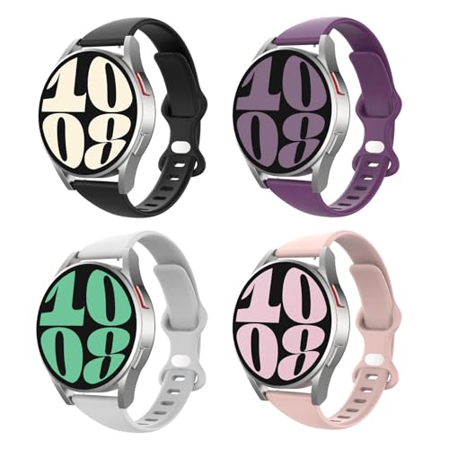 Astorgos 4 Pack Correas Delgadas Compatible con Samsung Galaxy Watch 7 FE 6 5 4 40mm 44mm/Watch 6 4 Classic 43mm 47mm 42mm 46mm/5 Pro 45mm/3 41mm/Active 2, 20mm Correa Fina de Silicona para Mujer, B