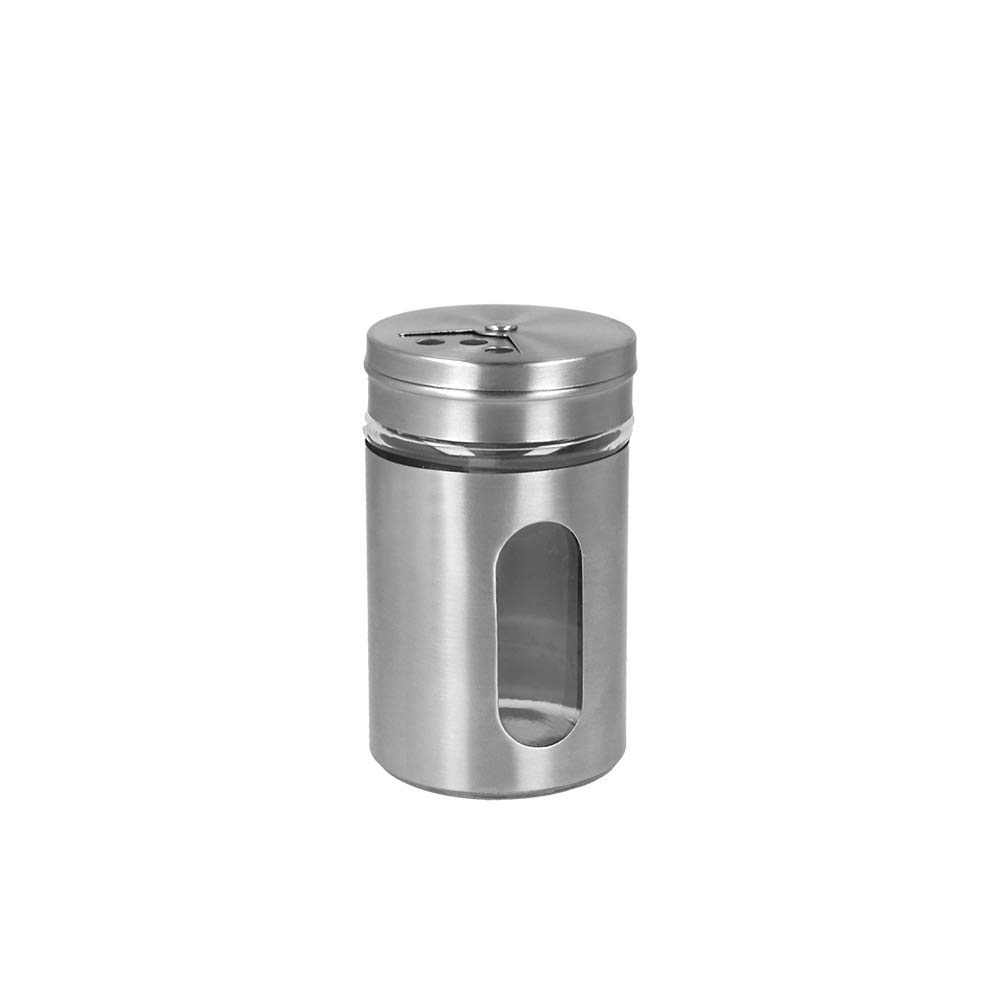 Metaltex Salière et poivrière en acier inoxydable avec insert en verre 100 ml