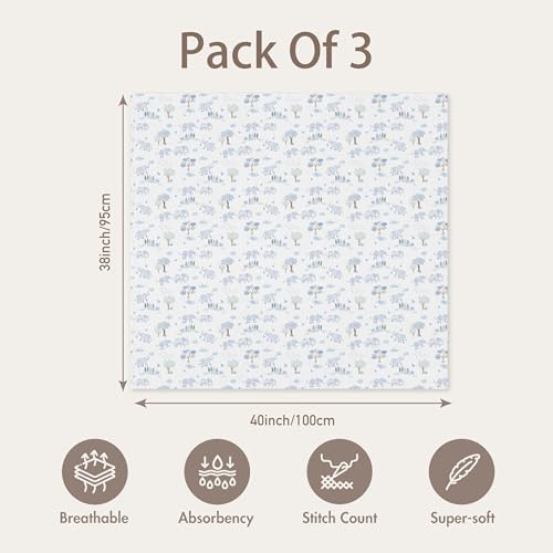 Image of GLLQUEN BABY Muslin Swaddle Blankets for Newborn Boys, Large 40''x38'' | 4Pk, 100% cotton, ultra soft and breathable, gentle on sensitive newborn skin, Multi-use as swaddle wrap, receiving blankets