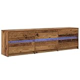 vidaXL Rustikaler Holz-TV Tisch 180 cm aus Span- und Pressholz in Braun mit LED-Streifen, rechteckig, Montage erforderlich, für 2 Personen, ideal fürs Wohnzimmer drinnen mit Stauraum