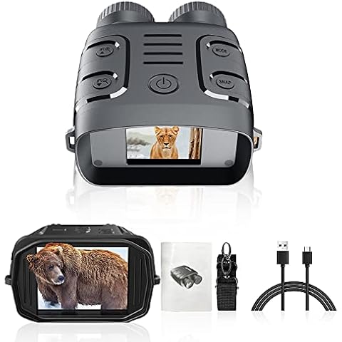 Djioyer Night Vision Goggles, R18 Digital Night Vision Binoculars for Total Night, 1080p FHD Photo & Video Infrared Night Vision Goggles for Hunting Travel Surveillance, Rechargeable Lithium Battery Cover