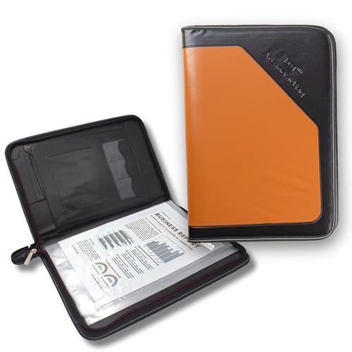 Image of SPS PU Leather 36-Pocket A4 File Organizer - Professional Document Holder for Certificates, Legal Documents, Home, Office, School Use (Tan)
