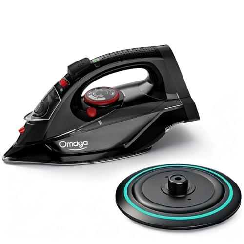 Plancha inalámbrica de 1500 W con vapor, plancha inalámbrica para ropa con tanque de agua de 11 onzas, plancha antigoteo sin cable con suela de cerámica y 3 ajustes de temperatura, color negro