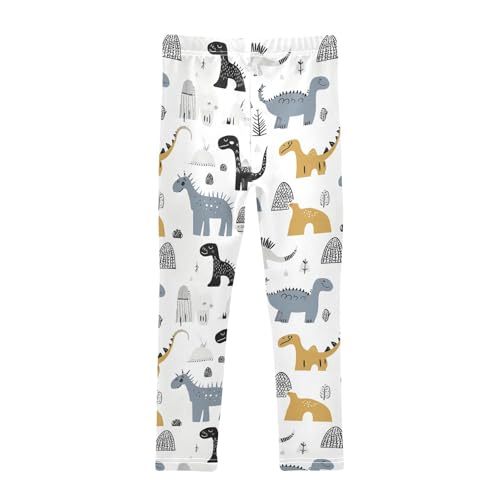 Wusikd Dinosaurs Girls' Leggings Toddler Doodles Kids Yoga Pants Dance Active Tights 4T2