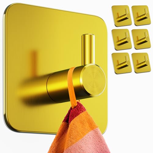Menz Handtuchhaken ohne Bohren, 6er Pack – Extra starke Handtuchhalter ohne Bohren, Klebehaken Edelstahl, Haken selbstklebend mit wasserfesten Klebepads, Badezimmer...
