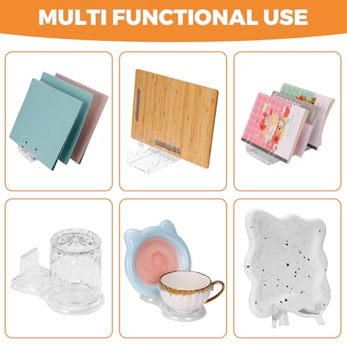 8 Pack Acrylic China Dinnerware Display Stand 4 Pcs 4 Inch Acrylic Easel Holder 2 Pcs Tea Cup Display Stand 2 Pcs 3 Tiers China Plate Holder for Dinner Utensils Tableware, Picture - Thumbnail 5