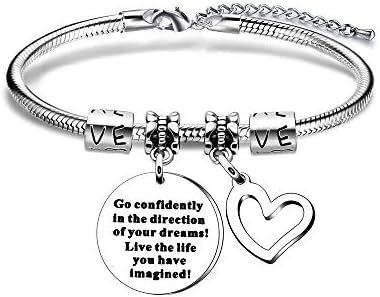 Inspiration Bracelet,Women Lady Girl Silver Pendant Snake Bracelet Encouragement Gift.