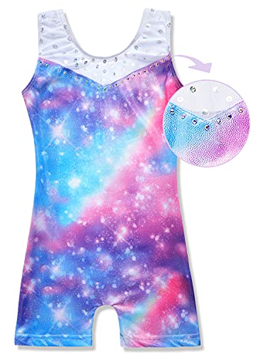 Leotards for Girls Gymnastics Toddler Dance Biketards Mermaid Unicorn Athletic Dance Wear Shiny Rainbow Blue Hotpink