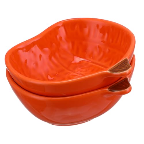 HOLIDYOYO 2 piezas Platos para Salsas Forma de Calabaza Naranja Resistentes al Calor y Aptos para Microondas Horno y Lavavajillas para Halloween y Condimentos Fiestas