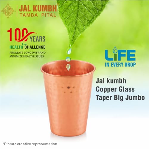 Image of Pure Copper Glasses Tapper Big Jumbo Water Glass Pure Tamba Glass for Drinking & Serving Water Tumbler-350 ML