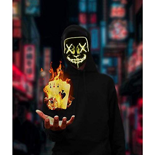 Bchocks Halloween Masks For Adults Led Purge Mask Light Up Mask Halloween Mask Led Mask Scary Halloween Mask For Halloween (Yellow) #TOP5