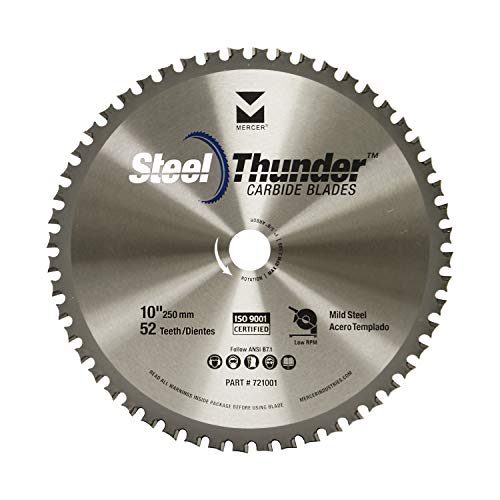 Mercer Industries 721001 Steel Thunder 52 Tooth Carbide Mitre Saw Blade For Mild Steel, 10" X 1", 5/8",Silver #TOP15