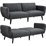 【Robust & stabil】Dieses Schlafsofa besteht aus dem soliden Sperrholzrahmen und ist von den 6 konischen Massivholzbeinen gestützt. Es kann bis zu 350 kg tragen.