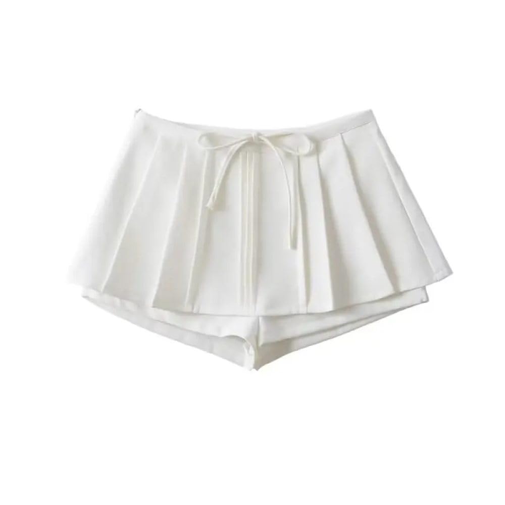 SWEPER Jupe Courte Femme - Mini Short Cargo pour Femme, Jupe Décontractée, Slim, Taille Haute, À Lacets sur Le Devant, Été