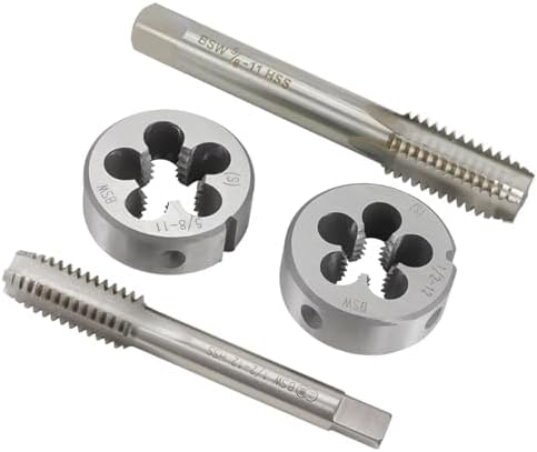 2Pcs HSS Tap and Die Set - Right Hand Screw Thread Taps & Drills for BSW 5/32-32, 3/16-24, 5/16-18, 1/4-20, 1/2-12, 5/8-11 - Precision Tooling for Metalworking