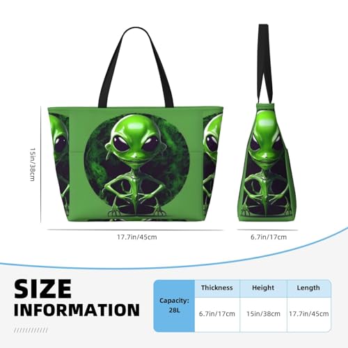 Sac fourre-tout de plage grand format noir imperméable imprimé extraterrestre - 4