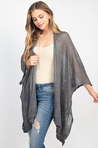 Image of RIAH FASHION Bohemian Sequin Glitter Shawl Wrap Poncho - Kimono Cardigan, Sparkly Metallic Mesh Scarf, Open Knit Crochet
