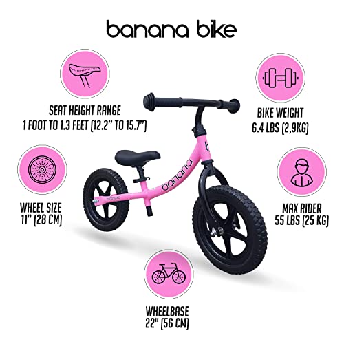 Banana Lt Balance Bike - Lightweight Toddler Bike For 2, 3, 4, And 5 Year Old Boys And Girls - No Pedal Bikes For Kids With Adjustable Handlebar And Seat - Aluminium, Eva Tires - Training Bike (Pink) #TOP4