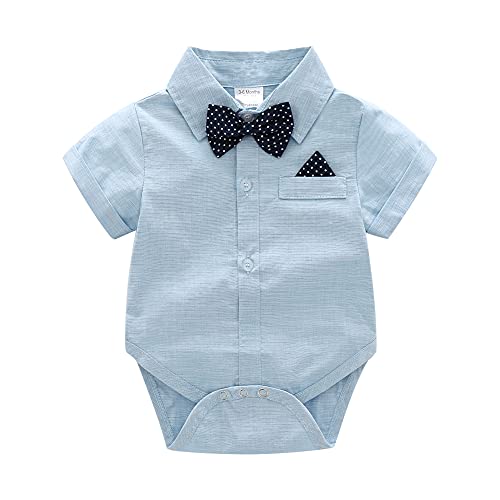 Baby Boys Gentleman Outfits Suits, Infant Shirt+Shorts+Bow Tie+Suspender Clothes Set,12-18M #TOP1