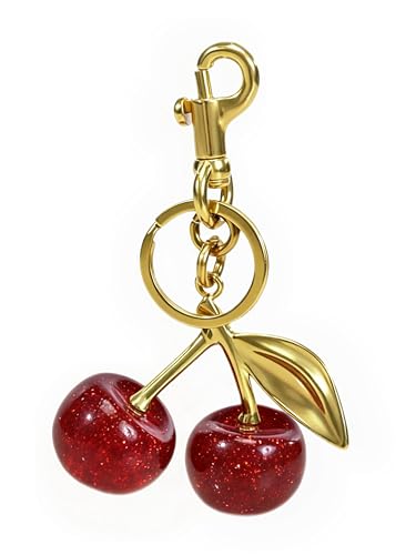 NZOZKOEX Cherry Keychain Bag Charm for Purses Cute Leather Keyring Accessories for Women Fashionable Handbag Charms for Car Keys & More Stylish Gift Idea for Her