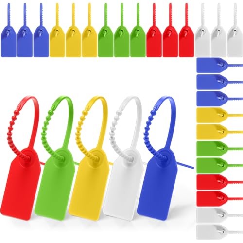 Liens autobloquants jetables en plastique scellés numérotés multicolores pour sécurité 100 pièces