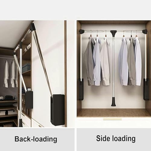 Heavy Duty Wall Mounted Pull Down Wardrobe Rail, Adjustable Closet Rod for Efficient Storage, Space-Saving Clothes Organizer, Perfect for Small Spaces