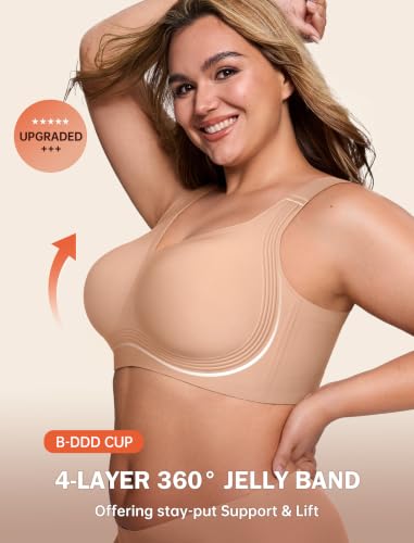Image of LetsJoli Bras for Women Supportive Wireless Push Up Bra Full Coverage No Underwire Seamless Plus Size for Older Women