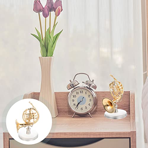 Dechous Marimba Instrument Ornament Gold Plated Miniature French Horn Ornament 1/12 Musical Model With Gift Case For Christmas Birthday Gifts Xylophones #TOP7
