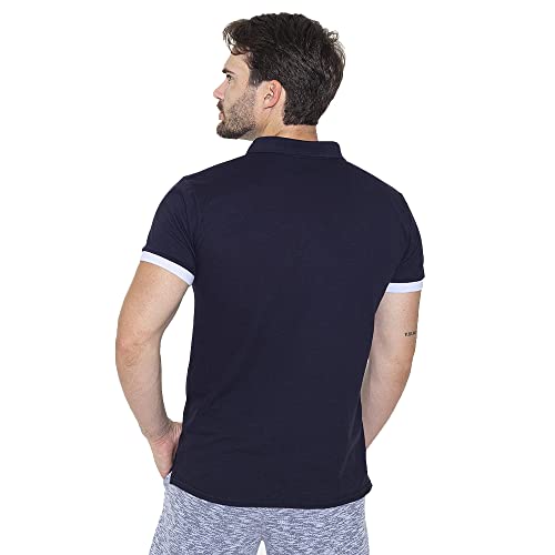 Kit 02 Camisas Gola Polo Piquet Masculina Básica Casual Polo Marine (M, Azul marinho e vinho)