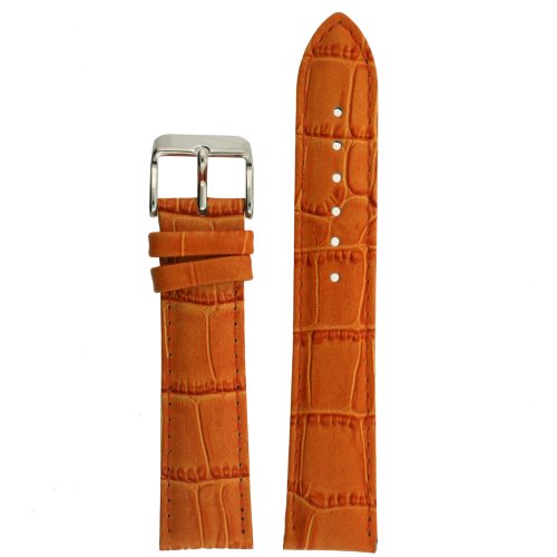Tech Swiss Watch Band Orange Genuine Leather Crocodile Grain 18 millimeter
