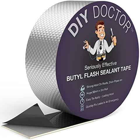DIY Doctor Butyl Tape - Roof Sealant Tape - Waterproof Tape Outdoor Use - Roof Sealant Tape - Waterproof tape for Leaks - Waterproof Repair Tape - Seal Tape - Aluminium Foil Butyl Tape 50mm x 5m Cover