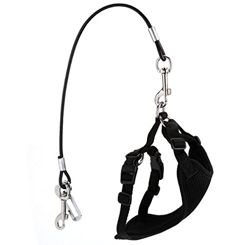 Mogoko Chew Proof Dog Car Seatbelt Safety Restraint Pet No-Chew Tether Cable Stainless Steel Dog Leash Vehicle Seat Belt Strap With Double Clip And Latch Attachment (M Size,31 Inch) #TOP6