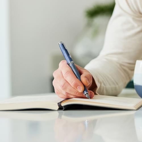 Image of PARKER IM Writing Rituals Fountain Pen in Quiet Blue with Colour Gradient and Chrome Trims Fountain Pen with Fine Nib Blue Ink Gift Box