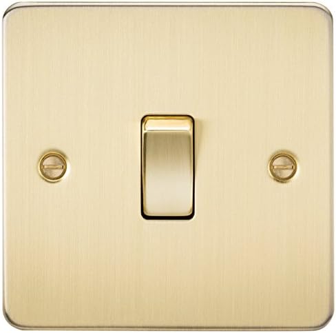 Knightsbridge FP8900BB Brushed Brass FPAV8900BB Flat Plate 115V/230V Dual Voltage Shaver Socket Black Insert, 230 V