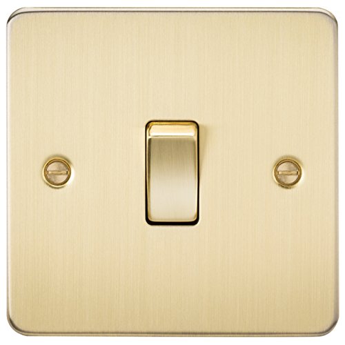 Flat Plate 10AX 1G 2 Way Switch - Brushed Brass