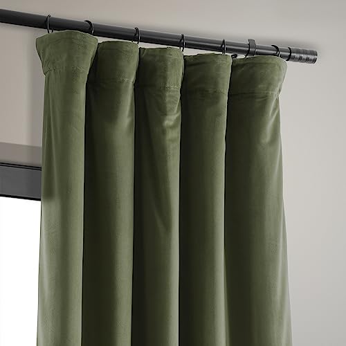 Hpd Half Price Drapes Signature Blackout Velvet Curtains 96 Inches Long Heat & Full Light Blocking Blackout Curtain For Bedroom & Living Room (1 Panel), 50W X 96L, Hunter Green #TOP4