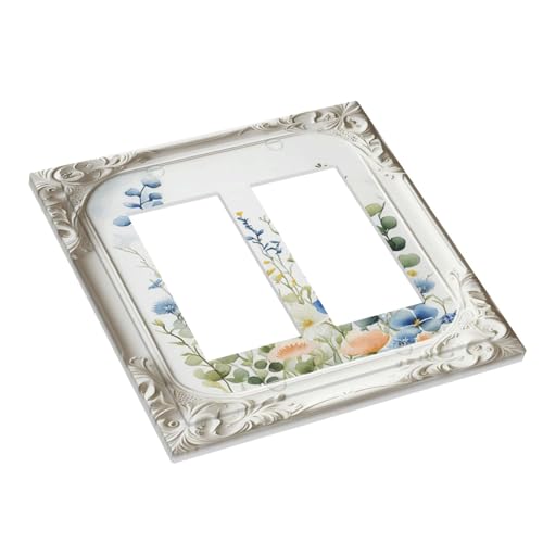Placa de pared para decoración del hogar con marco floral para interruptor de luz doble 4