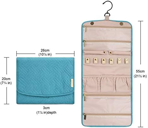 BAGSMART Travel Jewellery Organiser Hanging, Foldable Jewelry Storage Roll Large for Necklaces, Earrings, Bracelet, Rings, Watches