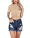 JINKESI Women's Summer Causal Short Sleeve Blouse Round Neck Crop Tops Twist Front Tee T-Shirt Khaki-XX-Large