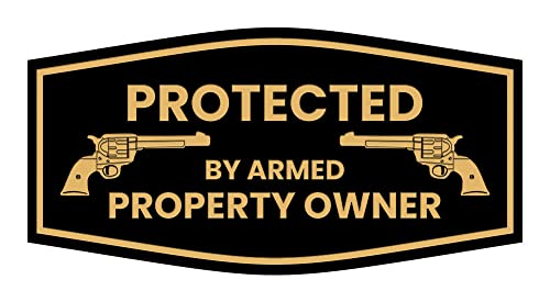 Panneau .45 Armed Property Owner noir et doré grand format pour propriété