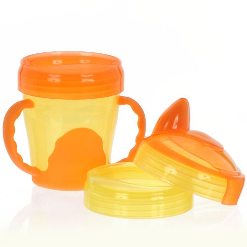 Vital Innovations 492070 - Vaso con 3 boquillas para diferentes edades (220 ml), color naranja