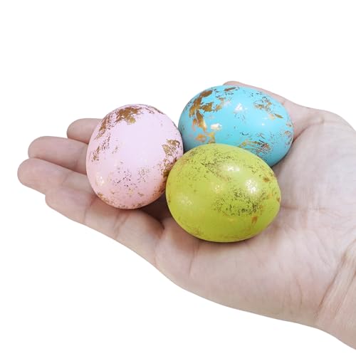 Winlyn 60 Pcs 6 Colors Foam Easter Eggs Pastel Easter Eggs Decorations Gold Leaf Easter Eggs Small Decorative Gold Speckled Eggs for Easter Basket Fillers Table Setting Spring Party Party Favors by Winlyn - Image 2