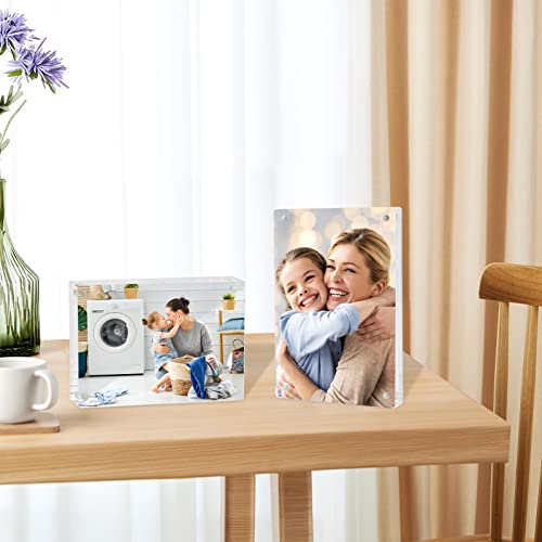 Pitbvo Acrylic Photo Frame, 20Mm Thicker Frameless Clear Picture Frame, Double Sided Magnetic Postcard Display, Free Standing Desktop Display Stand, 2 Pack 4X6 Inches (Rounded Corner) #TOP2
