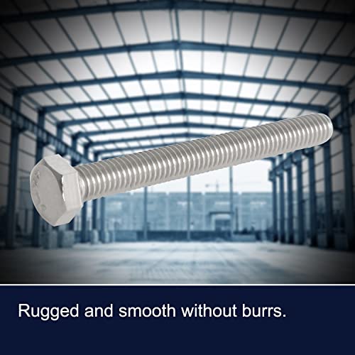 Image of M6 x 55mm Hex Head Bolts Screws Grade 5.8 Stainless Steel, Fasteners Fully Machine Threaded SUS304 10 Pcs