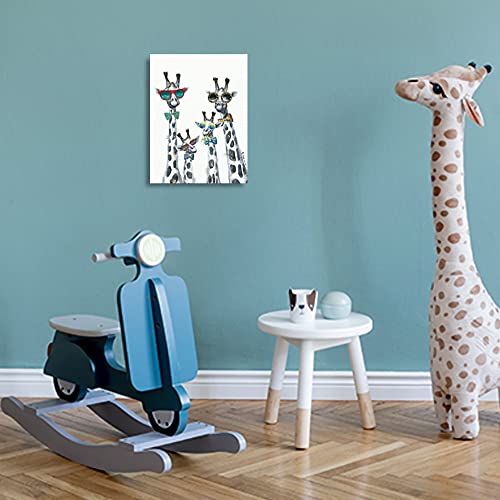 Yidepot Giraffe Wall Art Canvas Prints: Cool Animal Prints for Nursery Giraffe Picture Framed Funny Cute Bathroom Poster Colorful Wall Decor for Children Bedroom(30cmx40cm) - Image 7