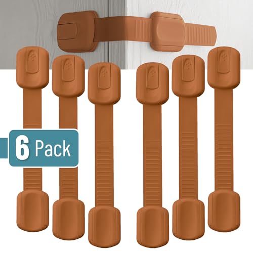 Image of Bates- Child Safety Strap Locks, 6 Pack, Reno Sand, Baby Cabinet Locks with Adjustable Strap Length