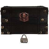 CRAFTHROU Caja Joyero de Madera Estilo Retro Cerradura de Combinación, Cofre Organizador para Joyas y Recuerdos, para Uso en Hogar, Tocador o Mesita de Noche