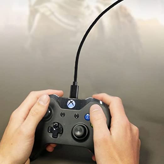 Charger Charging Cable for Xbox One Controller, Micro USB 2.0 Play Data Sync Nylon Braided Cord for Playstation 4, PS4 Slim/Pro Controller, Samsung Galaxy, Android Phone (Black-9 Feet)